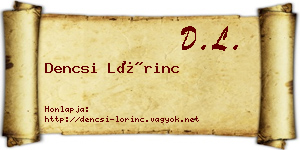Dencsi Lőrinc névjegykártya